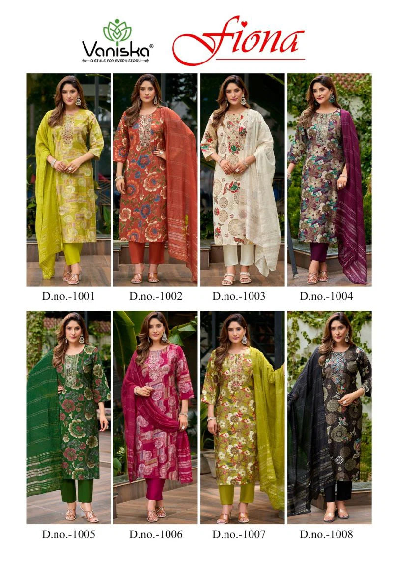 Vaniska Fiona Vertican Discharge Foil Primnted Kurti With Bottom Dupatta