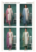 Vinay Kuleesh Chhavi Vol 3 Vis Muslin Handworked Salwar Kameez Collection
