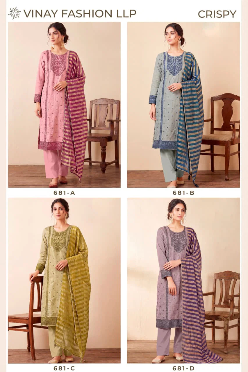 Vinay Kuleesh Cripsy Kanjivaram Silk Jacquard Worked Salwar Kameez