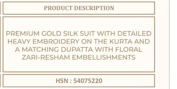 Vinay Kuleesh Gloria Gold Silk Embroidered Salwar Kameez