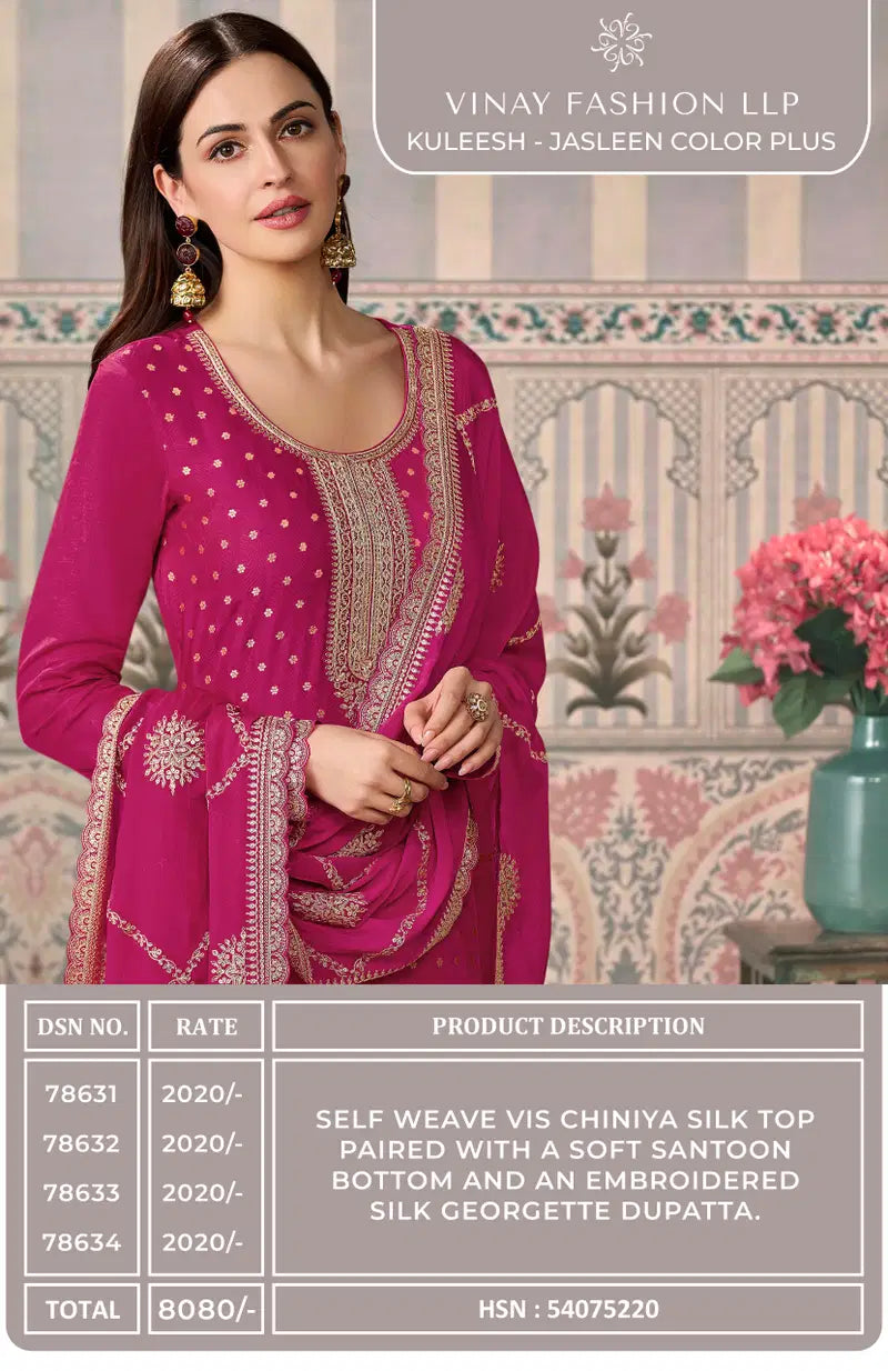 Vinay Kuleesh Jasleen Color Plus Viscose Silk Designer Salwar Kameez