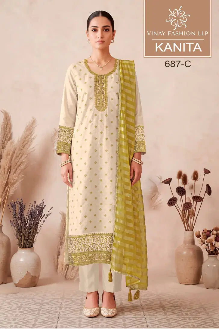 Vinay Kuleesh Kanita Viscose Kanjivaram Silk Salwar Kameez