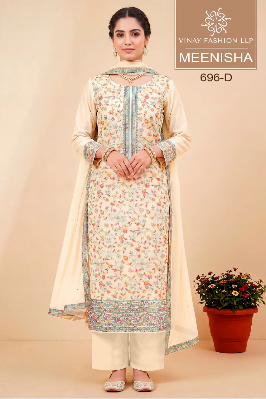 Vinay Kuleesh Meenisha Viscose Muslin Meenakari Worked Salwar Kameez