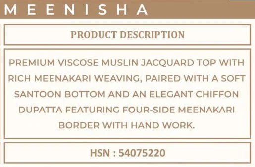Vinay Kuleesh Meenisha Viscose Muslin Meenakari Worked Salwar Kameez