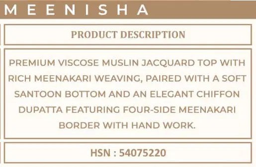 Vinay Kuleesh Meenisha Viscose Muslin Meenakari Worked Salwar Kameez