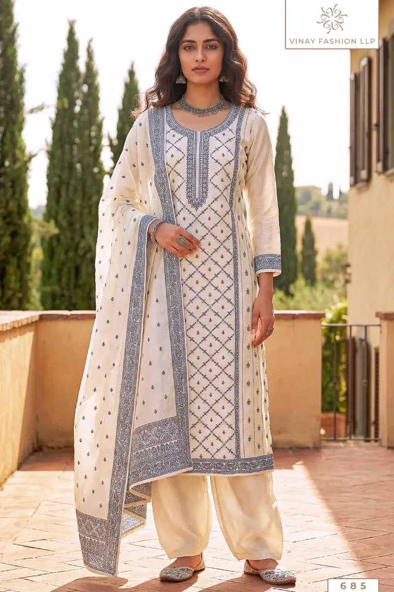 Vinay Kuleesh Pearl Cotton Viscose Weaving Salwar Kameez Collection