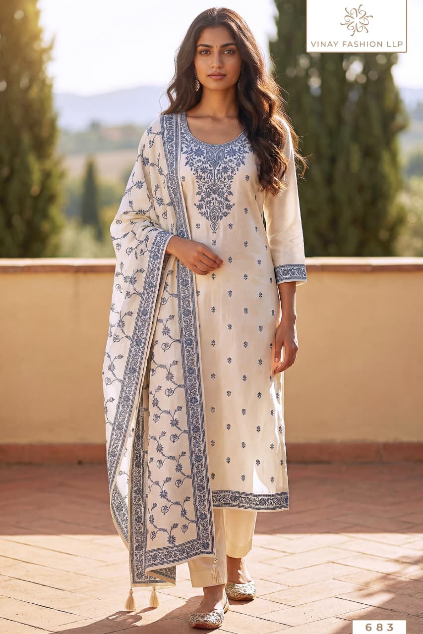 Vinay Kuleesh Pearl Cotton Viscose Weaving Salwar Kameez Collection