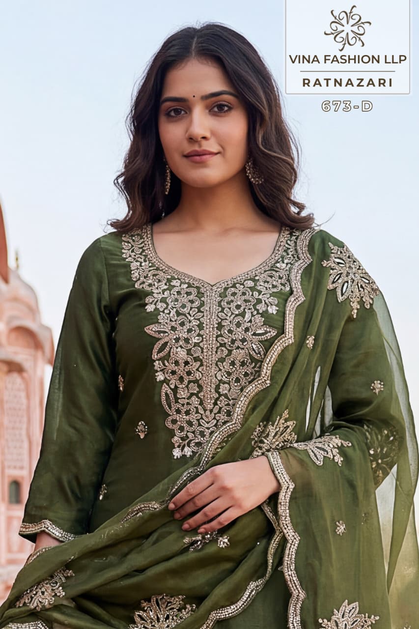 Vinay Kuleesh Ratnazari Gold Silk Embroidered Salwar Kameez Collection