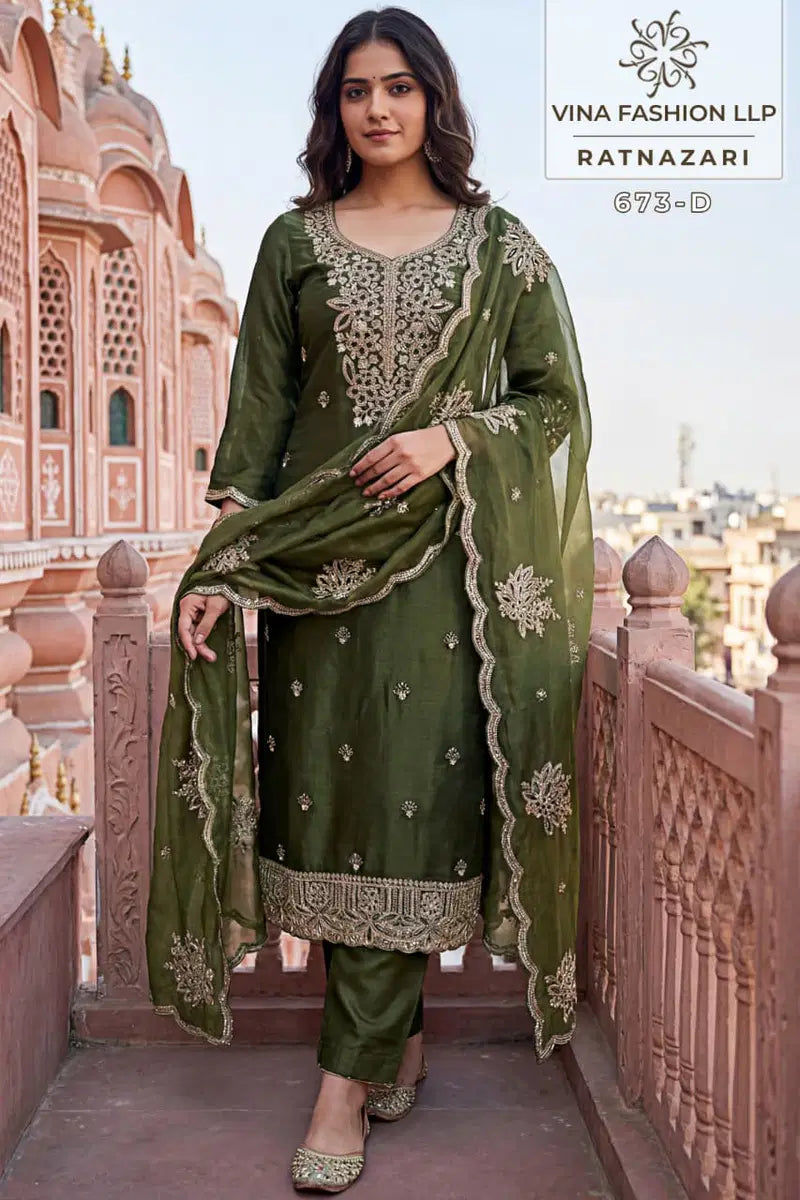 Vinay Kuleesh Ratnazari Gold Silk Embroidered Salwar Kameez Collection