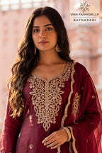 Vinay Kuleesh Ratnazari Gold Silk Embroidered Salwar Kameez Collection
