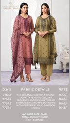 Vinay Kuleesh Saahi Organza With Thread Embroidery Work Salwar Kameez