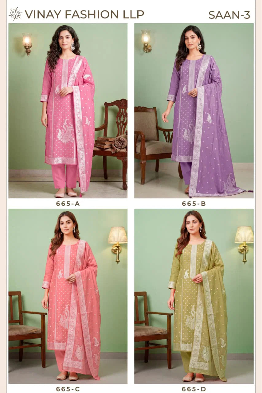 Vinay Kuleesh Saan Vol 3 Viscose Maslin salwar Kameez Collection