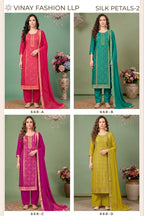 Vinay Kuleesh Silk Petals Vol 2 Russian Silk Hand Worked Salwar Kameez Collection