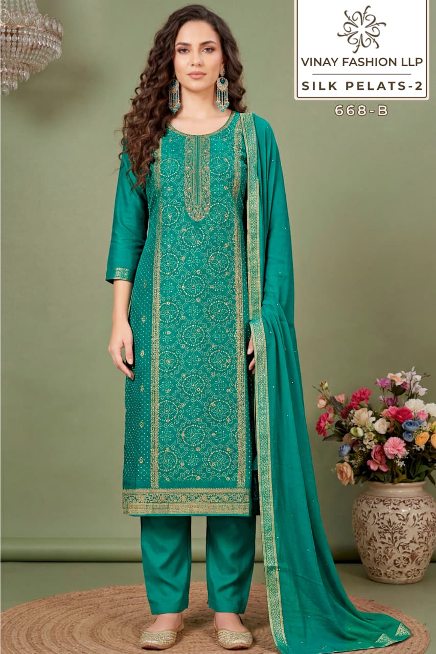 Vinay Kuleesh Silk Petals Vol 2 Russian Silk Hand Worked Salwar Kameez Collection