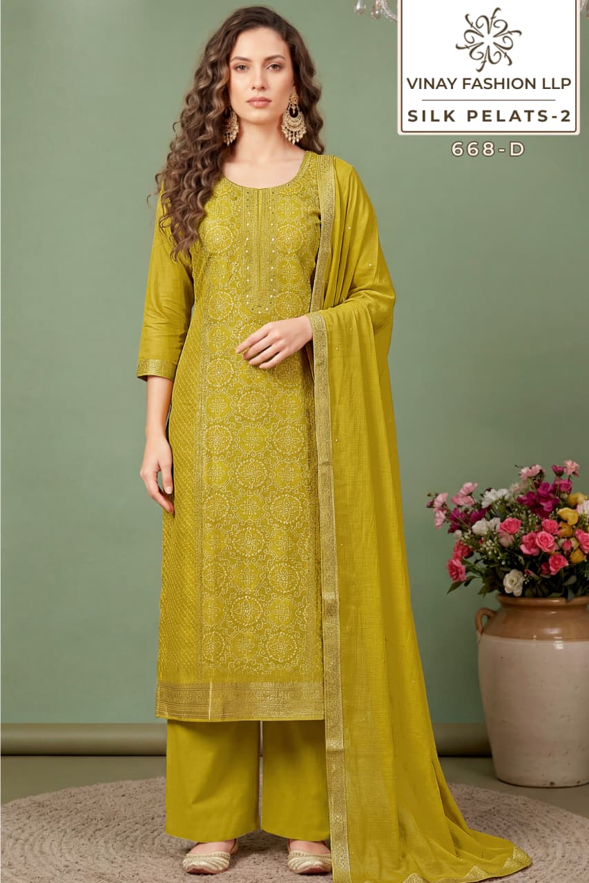 Vinay Kuleesh Silk Petals Vol 2 Russian Silk Hand Worked Salwar Kameez Collection