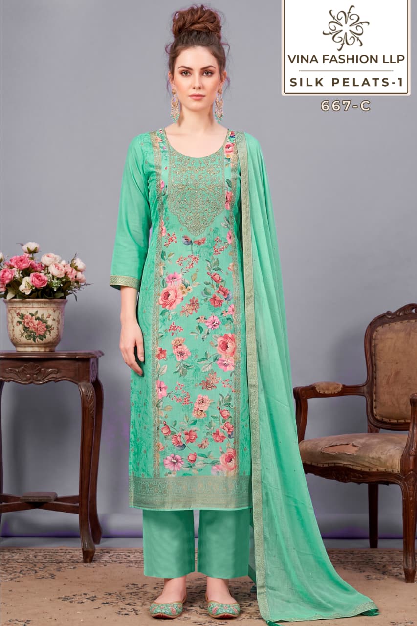 Vinay Kuleesh Silk Petals Hand Wokred Salwar Kameez Collection
