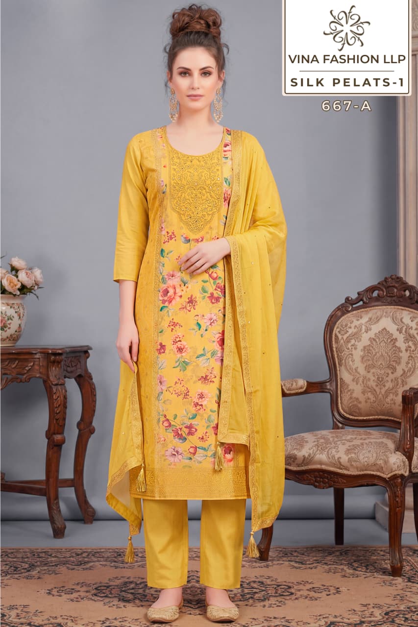 Vinay Kuleesh Silk Petals Hand Wokred Salwar Kameez Collection