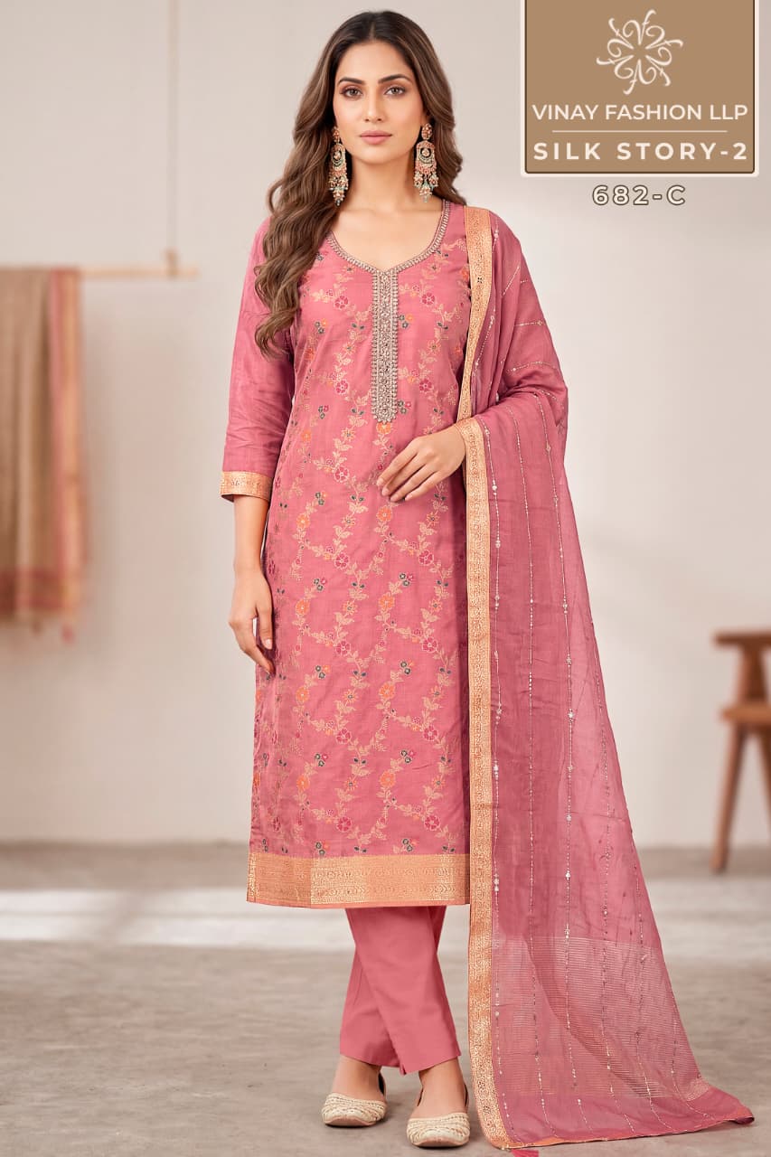 Vinay Kuleesh Silk Story Vol 2 Gerogette Silk Embroidered Salwar Kameez