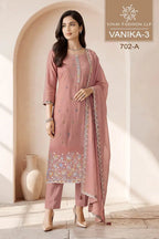 Vinay Kuleesh Vanika Vol 3 Mul Chanderi Embroidered Salwar Kameez