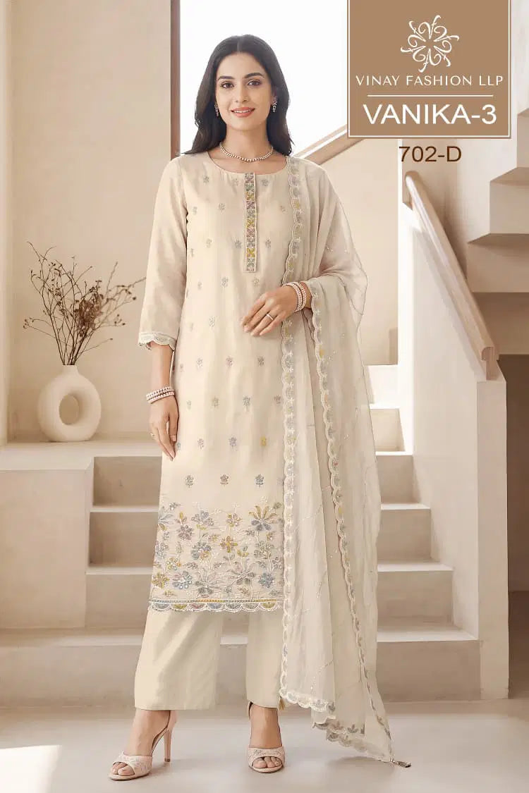 Vinay Kuleesh Vanika Vol 3 Mul Chanderi Embroidered Salwar Kameez
