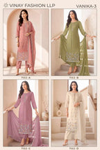 Vinay Kuleesh Vanika Vol 3 Mul Chanderi Embroidered Salwar Kameez