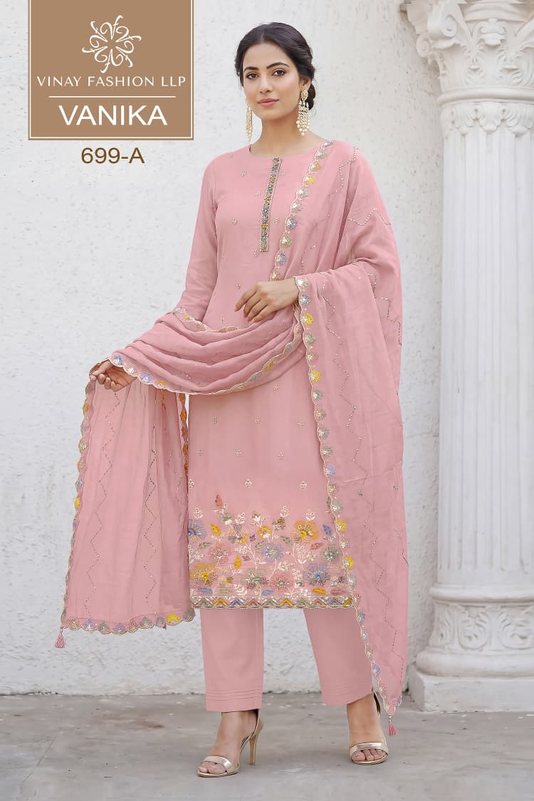 Vinay Kuleesh Vanika Mul Chanderi Embroidered Salwar Kameez