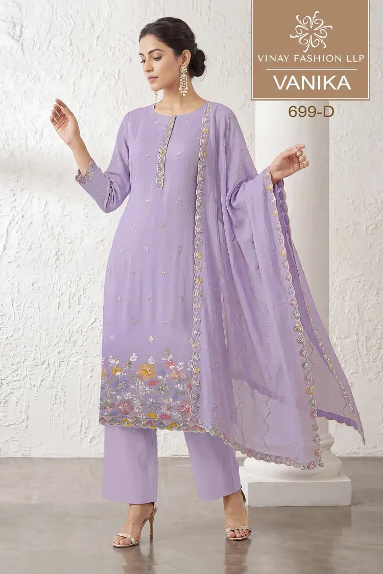 Vinay Kuleesh Vanika Mul Chanderi Embroidered Salwar Kameez