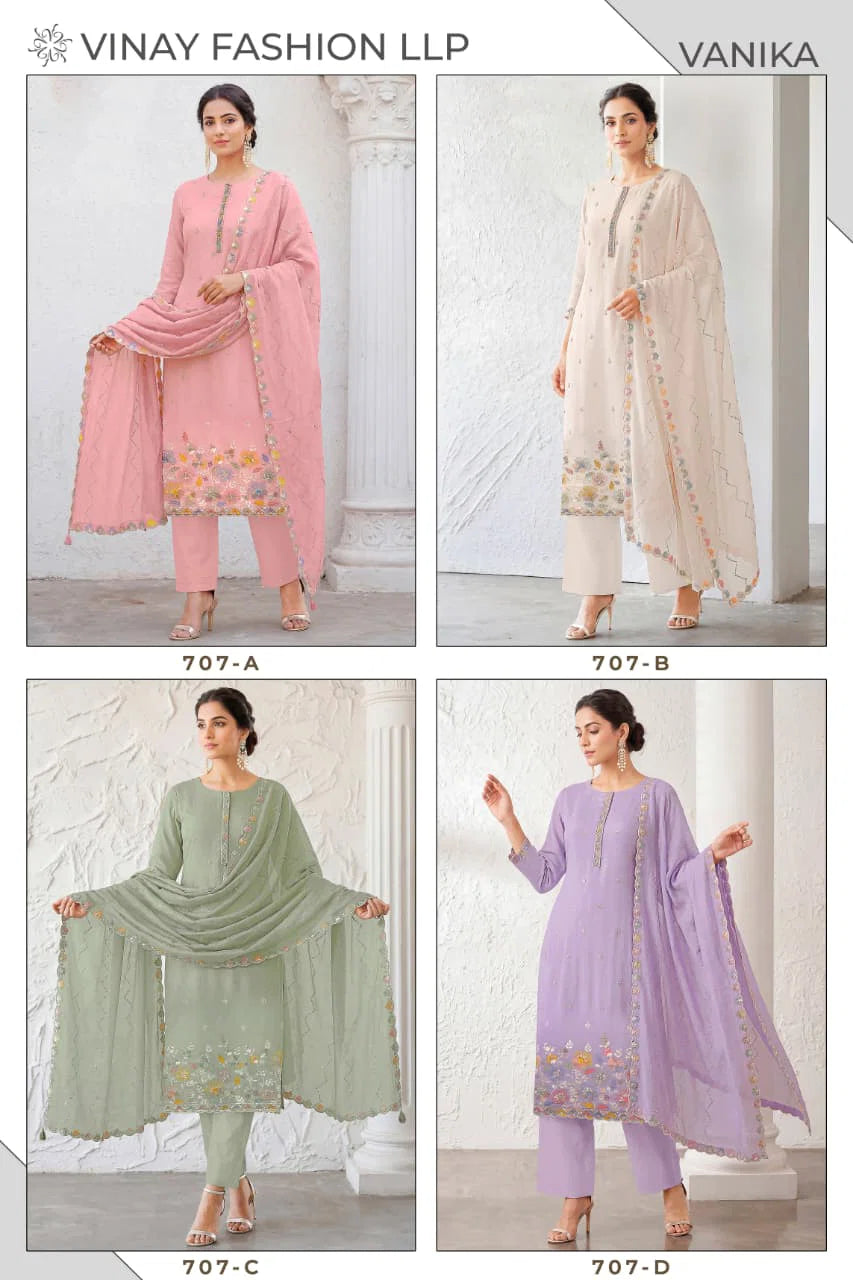 Vinay Kuleesh Vanika Mul Chanderi Embroidered Salwar Kameez