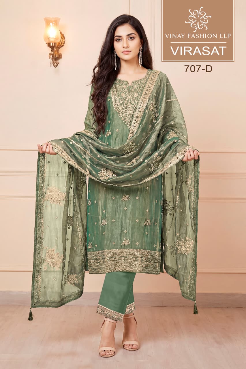 Vinay Kuleesh Virasat Gold Silk Zari Worked Embroidered Salwar Kameez