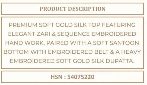 Vinay Kuleesh Virasat Gold Silk Zari Worked Embroidered Salwar Kameez