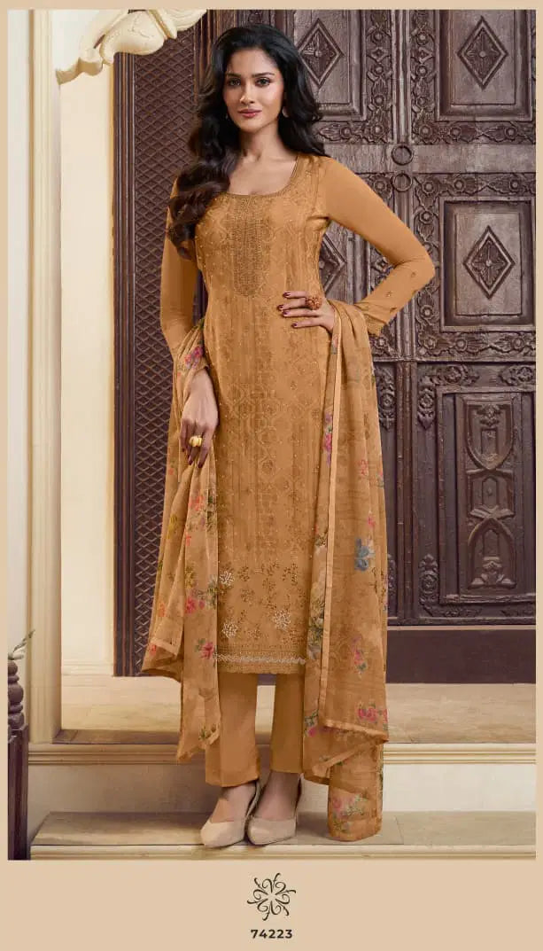 Vinay Silkina Royal Crepe 48 Crepe Embroidered Salwar Kameez Collection