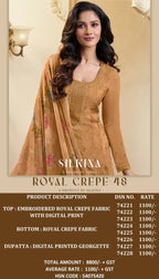 Vinay Silkina Royal Crepe 48 Crepe Embroidered Salwar Kameez Collection