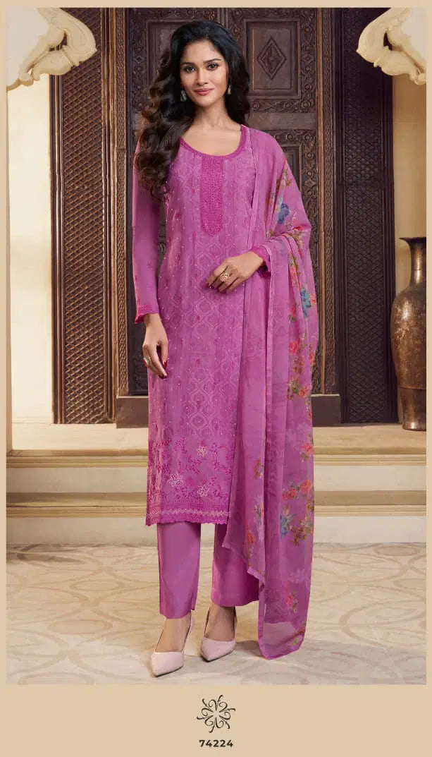 Vinay Silkina Royal Crepe 48 Crepe Embroidered Salwar Kameez Collection