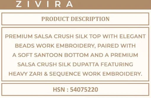 Vinay Zivira Crush Silk With Embroidered Salwar Kameez Collection