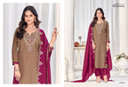 Vishnu Misbah Mul Chanderi Embroidered Dress Material Collection