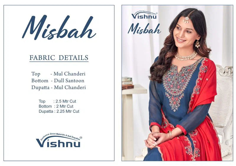 Vishnu Misbah Mul Chanderi Embroidered Dress Material Collection