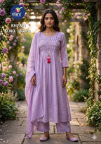 Vitara Khyati Mal Cotton Handwork Kurti With Bottom Dupatta