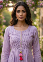 Vitara Khyati Mal Cotton Handwork Kurti With Bottom Dupatta