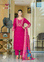 Woodee Diana Vol 2 Viscose Sequence Threadwork Kurti Pant And Dupatta