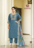 Woodee Diana Vol 2 Viscose Sequence Threadwork Kurti Pant And Dupatta