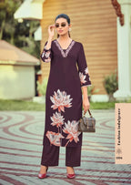 Woodee Harmeen Rayon Thread Worked Kurti With Bottom Collection
