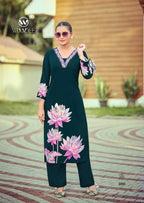 Woodee Harmeen Rayon Thread Worked Kurti With Bottom Collection