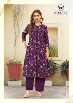 Woodee Mahika Viscose Vertican Printed Kurti With Bottom