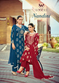Woodee Nandini Slub Rayon Emboss Print Kurti With Bottom Dupatta