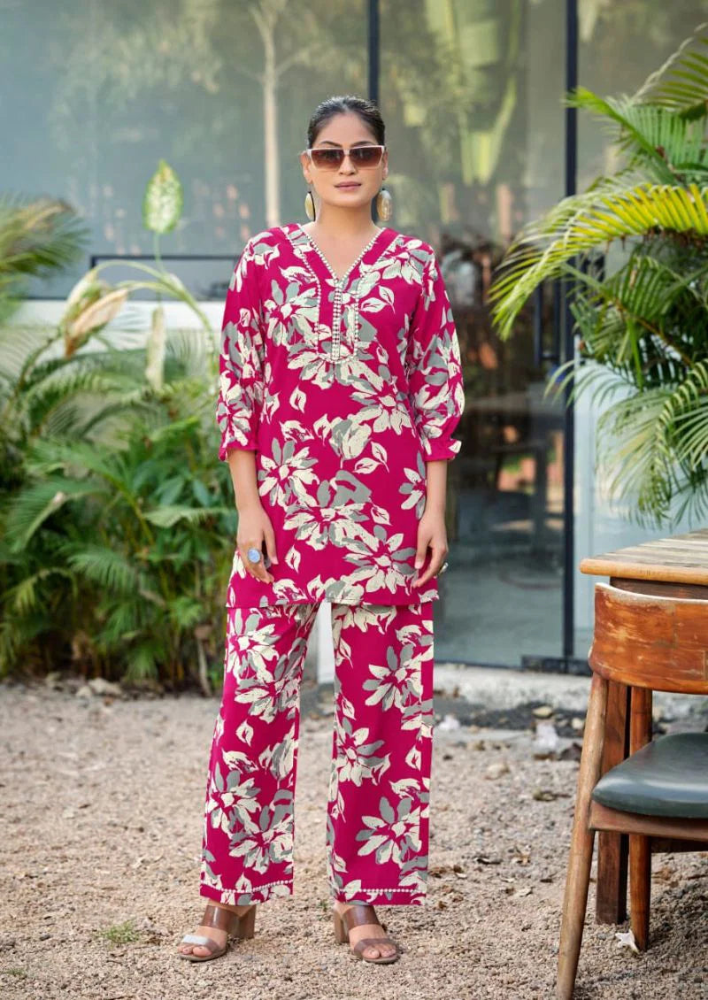 Woodee Pihu Rayon Printed Kurti With Bottom Collection