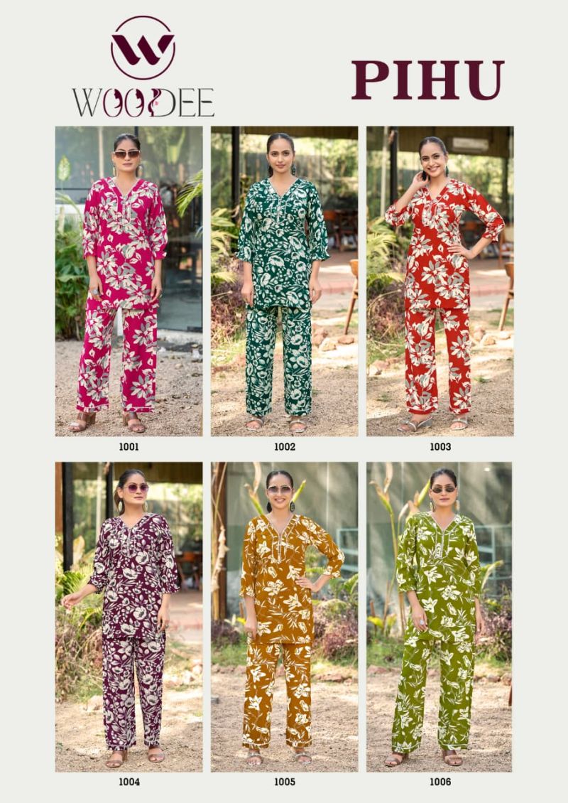Woodee Pihu Rayon Printed Kurti With Bottom Collection