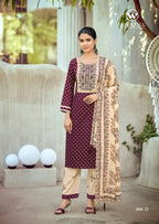 Woodee Rangoli Rayon Printed Kurti With Bottom Dupatta