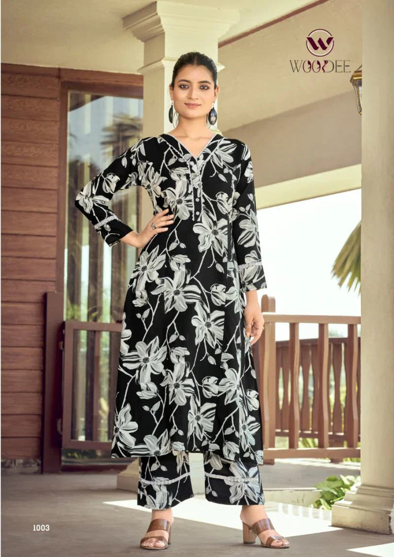 Woodee Shakira Vol 3 Rayon Printed Kurti With Bottom Dupatta