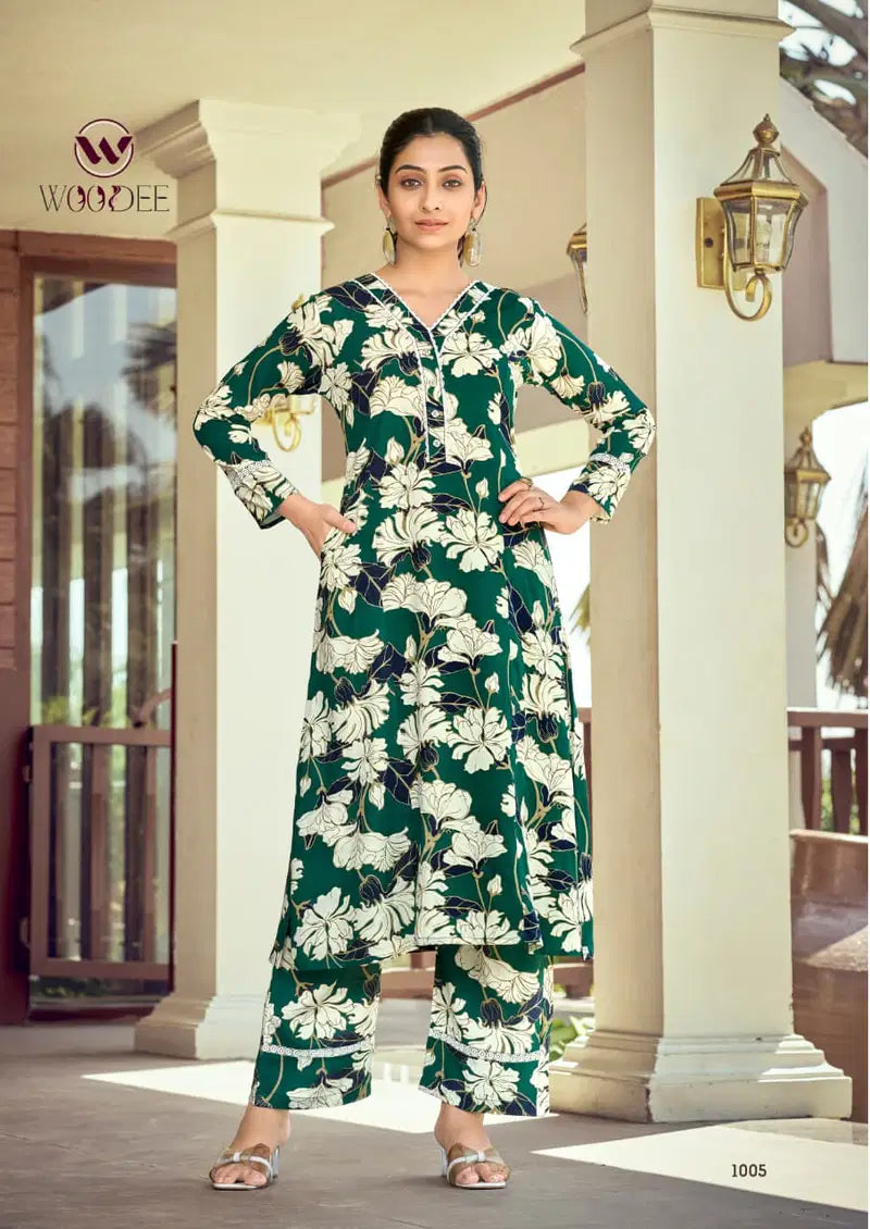 Woodee Shakira Vol 3 Rayon Printed Kurti With Bottom Dupatta