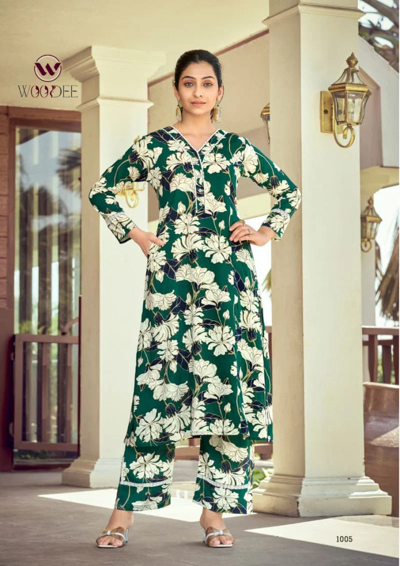 Woodee Shakira Vol 3 Rayon Printed Kurti With Bottom Dupatta